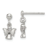 Sterling Silver Rhodium-plated Polished and Satin Angel Post Earrings